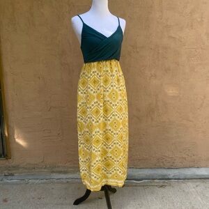 Green and Yellow Maxi Dress